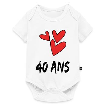 40. 40 ANS. 40e ANNIVERSAIRE. ANNIVERSAIRE 40 ANS. - Body à manches courtes Premium Bébé - blanc - Devant
