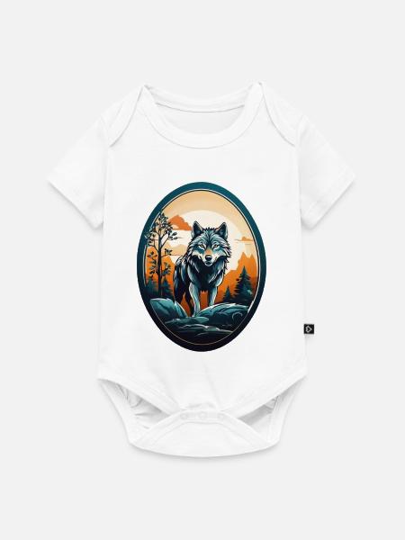 Waldbewohner Wolf - Baby Premium Kurzarmbody - Weiß
