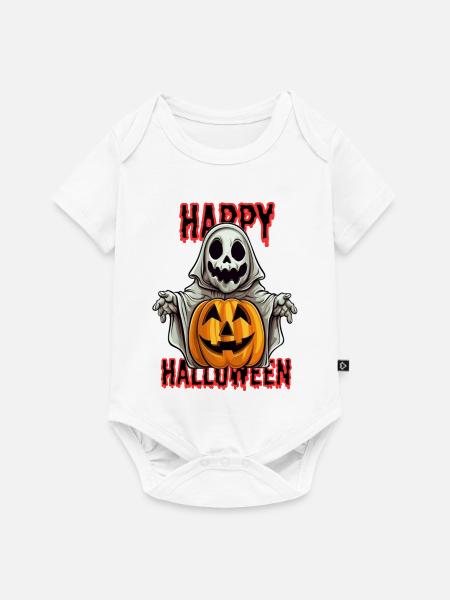 Süßer Halloween-Geist mit Kürbis - Baby Premium Kurzarmbody - Weiß