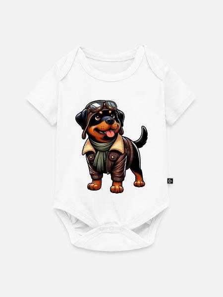 Rottweiler Pilot Design - Baby Premium Kurzarmbody - Weiß