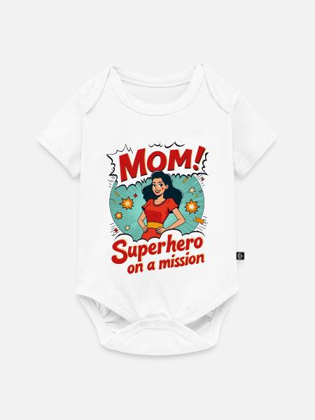 Mutter, Superheldin auf einer Mission ! - Baby Premium Kurzarmbody - Weiß