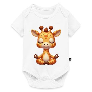 Cute Giraffe Yoga Meditation Relaxation Cartoon - Baby Premium short-sleeve bodysuit - white - Front