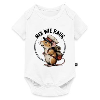 Nix wie weg lustige Maus mit Rucksack geht wandern - Baby Premium Kurzarmbody - Weiß - Vorne