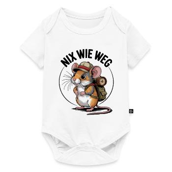 Nix wie weg lustige Maus mit Rucksack geht wandern - Baby Premium Kurzarmbody - Weiß - Vorne