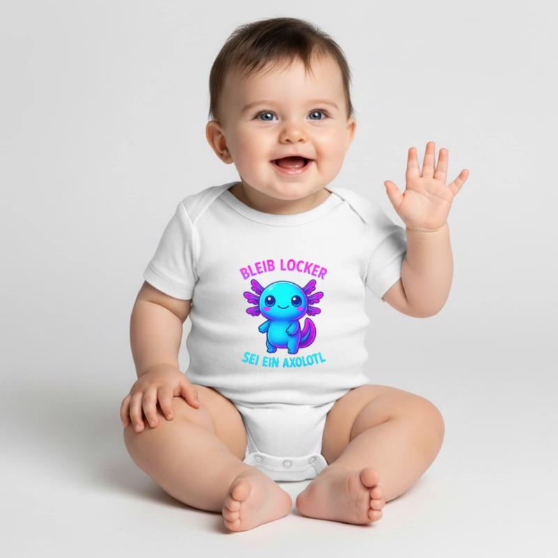 Bleib locker sei ein Axolotl | Neon Spruch Design Baby Premium Kurzarmbody