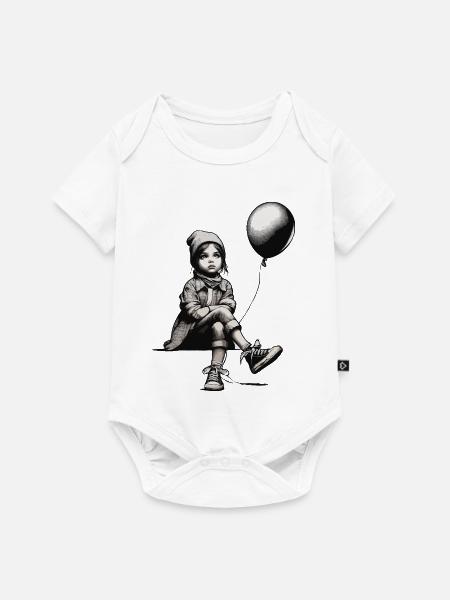 Mädchen mit Luftballon - Baby Premium Kurzarmbody - Weiß