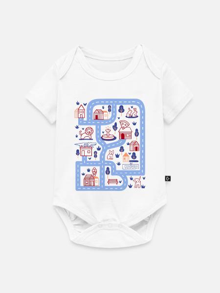 Spielstraße - Baby Premium Kurzarmbody - Weiß