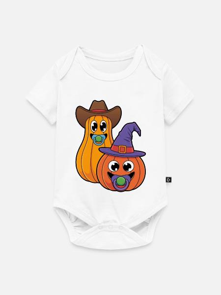 Kürbisduo Halloween Kostüm - Baby Premium Kurzarmbody - Weiß