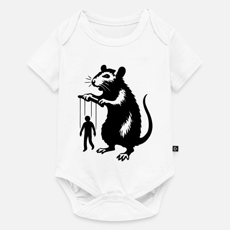 Rat avec marionnette humaine - Body à manches courtes Premium Bébé - blanc