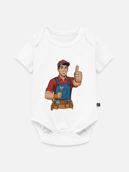 Fröhlicher Handwerker Daumen Hoch - Baby Premium Kurzarmbody - Weiß