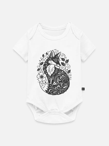 Ornamentfuchs mit Blütenranken - Baby Premium Kurzarmbody - Weiß