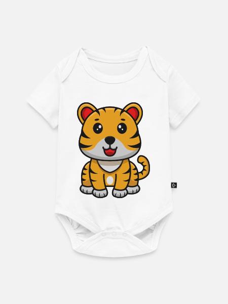 Tiger-Karikatur - Baby Premium Kurzarmbody - Weiß