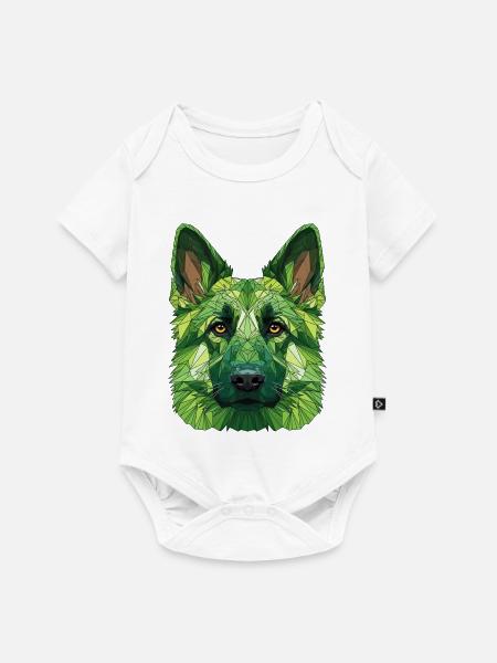 Grüner Polygonwolf - Baby Premium Kurzarmbody - Weiß