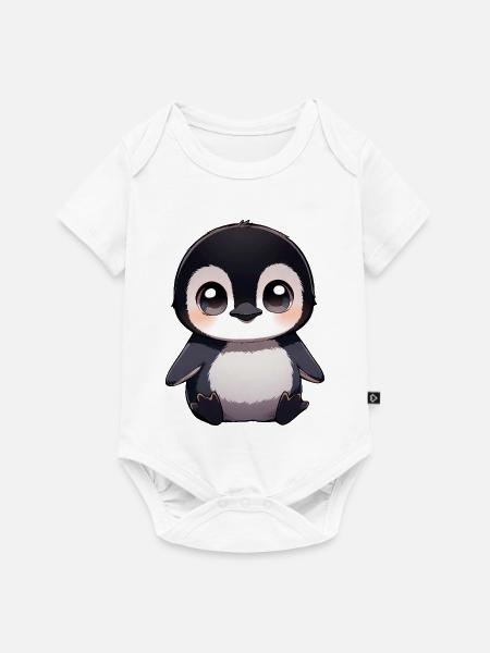 Süßer Pinguin Cartoon Tierchen Kuggerlaugen - Baby Premium Kurzarmbody - Weiß