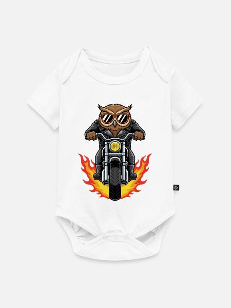 Cool Biker Owl Motorradflammen - Baby Premium Kurzarmbody - Weiß