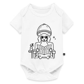 Hund Dackel beim Frisör Minimalistisch Line Art - Baby Premium Kurzarmbody - Weiß - Vorne