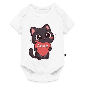 Chat noir à cœur Love - Body à manches courtes Premium Bébé - blanc - Devant