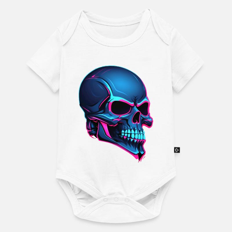 Lignes néon Bleu Crâne Néon - Body à manches courtes Premium Bébé - blanc