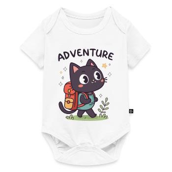 Adventurous Black Cat with Backpack - Baby Premium short-sleeve bodysuit - white - Front