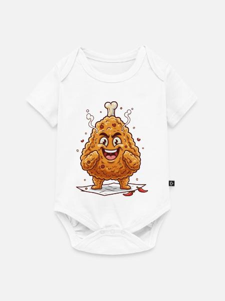 Kicherndes Hähnchen-Panade - Baby Premium Kurzarmbody - Weiß