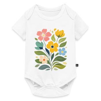 Colorful Flowers Illustration Floral Nature Motif - Baby Premium short-sleeve bodysuit - white - Front