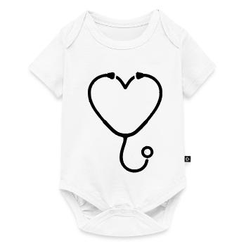 Stethoscope Heart Medicine Outline - Baby Premium short-sleeve bodysuit - white - Front