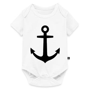 Logo du navire maritime d’ancre - Body à manches courtes Premium Bébé - blanc - Devant