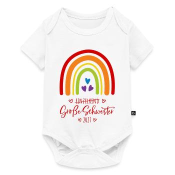 Große Schwester 2027 Boho Regenbogen - Baby Premium Kurzarmbody - Weiß - Vorne
