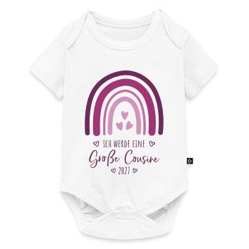 Ich werde eine Große Cousine 2027 Boho Regenbogen - Baby Premium Kurzarmbody - Weiß - Vorne