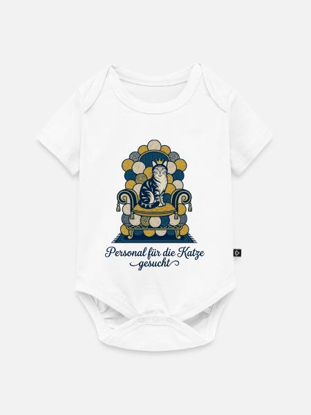 Katze Thron Personal Spruch - Baby Premium Kurzarmbody - Weiß