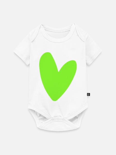 Neon-Grünes Herz-Icon Minimal retro style - Baby Premium Kurzarmbody - Weiß