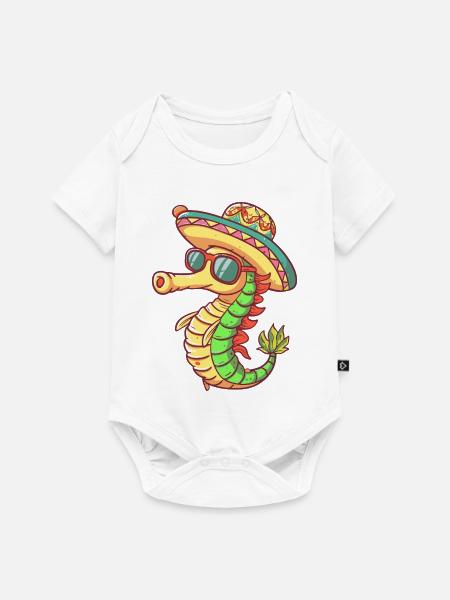 Seepferd Lustig Sombrero - Baby Premium Kurzarmbody - Weiß