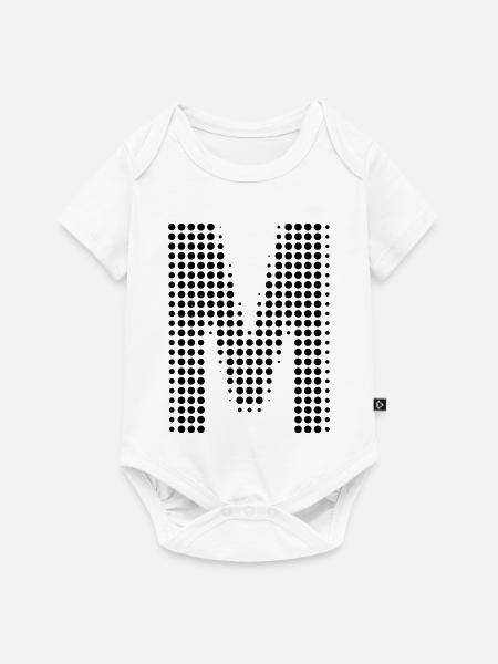 Buchstabe M – Punktmuster Initial Design - Baby Premium Kurzarmbody - Weiß