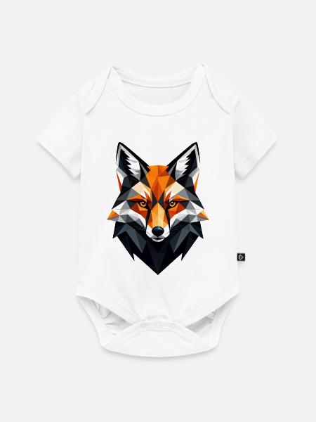 Geometrischer Fuchs Kopf - Baby Premium Kurzarmbody - Weiß