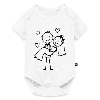 Wedding Couple Cartoon Heart - Baby Premium short-sleeve bodysuit - white - Front