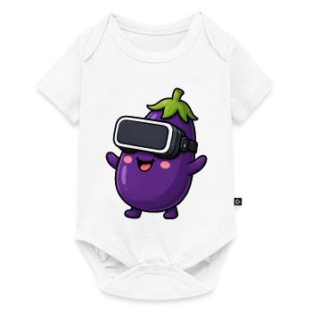 Eggplant Vegetable Vegan Cartoon Gamer - Baby Premium short-sleeve bodysuit - white - Front