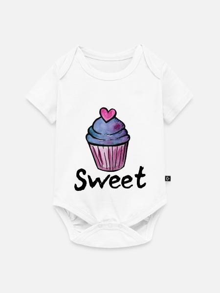 Pastell-Cupcake-Herzglasur - Baby Premium Kurzarmbody - Weiß