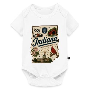 Indiana Hoosier State Vintage-Reiseaufkleber - Baby Premium Kurzarmbody - Weiß - Vorne