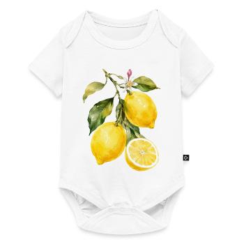 Zitronen Aquarell Motiv - Baby Premium Kurzarmbody - Weiß - Vorne