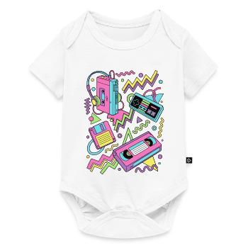 80er 90er Retro Technik Nostalgie Gamer - Baby Premium Kurzarmbody - Weiß - Vorne