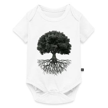 Tree of Life with Roots – Black & White - Baby Premium short-sleeve bodysuit - white - Front
