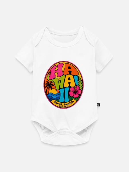 Retro Hawaii-Abzeichen 1972 - Baby Premium Kurzarmbody - Weiß