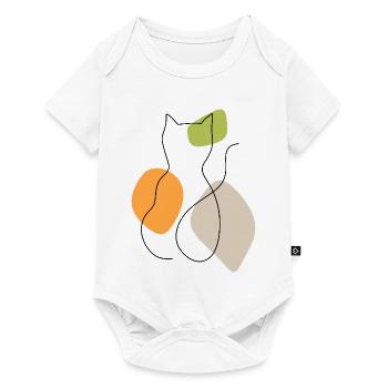 Lineart cat with pastel shapes - Baby Premium short-sleeve bodysuit - white - Front