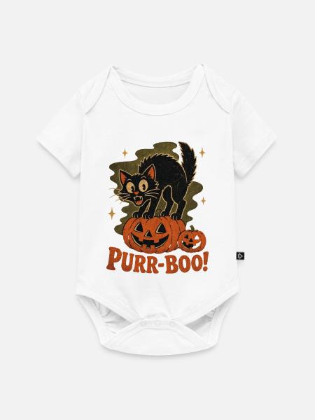 Purrr-BOO Halloween Katze - Baby Premium Kurzarmbody - Weiß