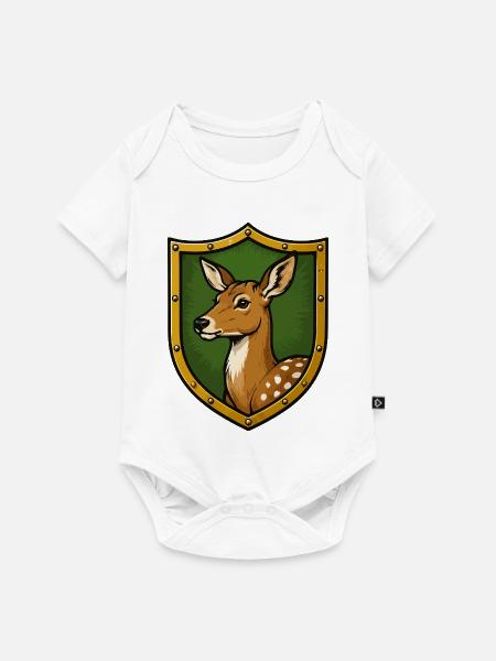 Hirsch im Schild Heraldik - Baby Premium Kurzarmbody - Weiß