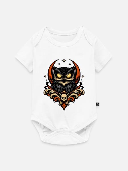 NachtEule Totenkopf Ornament - Baby Premium Kurzarmbody - Weiß
