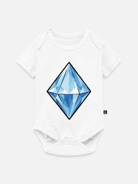 Blauer Kristall Diamant Muster - Baby Premium Kurzarmbody - Weiß