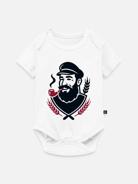 Seebaer Kapitaen Wappen Logo - Baby Premium Kurzarmbody - Weiß