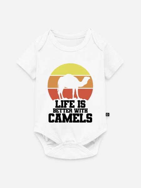 Kamel Retro Humor - Baby Premium Kurzarmbody - Weiß