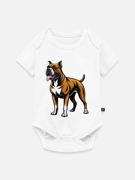 Boxer Dog Stand - Baby Premium Kurzarmbody - Weiß